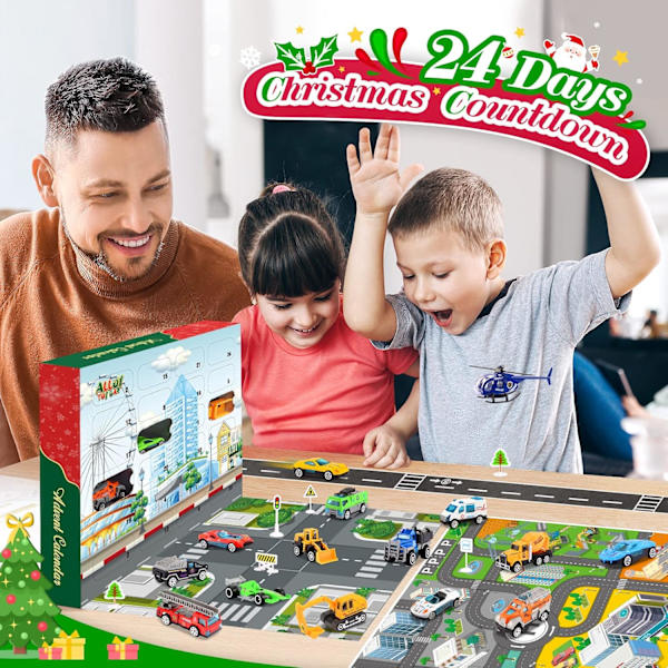 Adventskalender 2024, børnebil, legetøj, små gaver