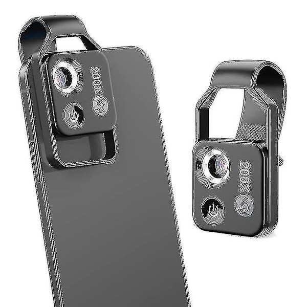 200X mobiltelefon mikroskop tilbehør med linse, bærbart mini digitalt mikroskop med LED lys/Uni-hhny