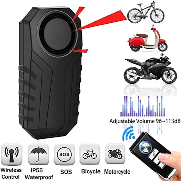 Cykel larm stöldskyddssystem med fjärrkontroll 113dB stöldskydd vibration stöldskydd för motorcykelfordon