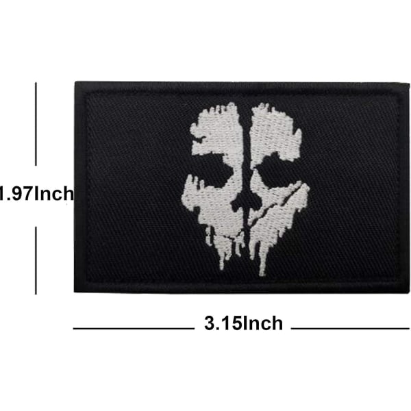 Call Of Duty Ghost Skull Broderede Patches - Applikationer med krog og løkkebagside