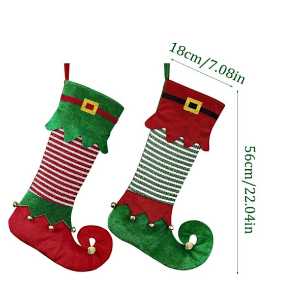 2-pack Julstrumpor med Tomte, Juldekoration Presentpåsar