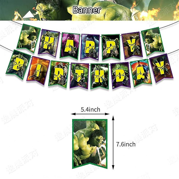 Hulk-aiheiset syntymäpäiväjuhlien sisustustarvikkeet ilmapallot banneri kakkupäällinen riippuvat set