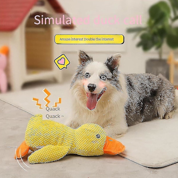 The Mellow Dog, Mellow Dog Calming Duck, slitstark pipande hundleksak för inomhusvalp（lotusrotfärg）