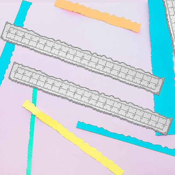 3 stycken 8,4 tum metall oregelbundna kanter Linjal Kanter Linjal för att göra kort Scrapbooking School Off (som visas)