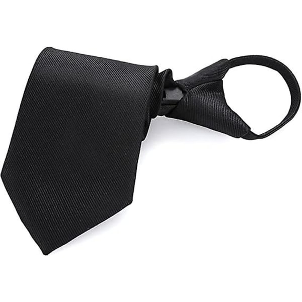 Svarta män för pojkar Clip-on slipsar Enfärgad Uniform förjusterbar slips för examen Bröllop Man