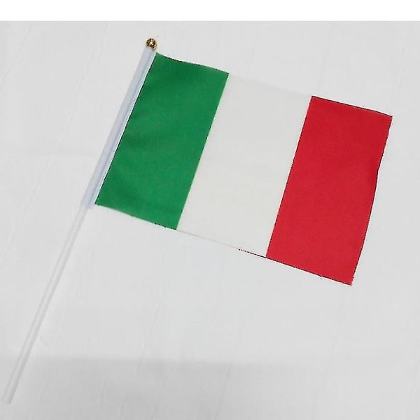14x21cm 100kpl Pienet Italian lippu Käsin heiluttavat liput Muoviset lipputangot -t