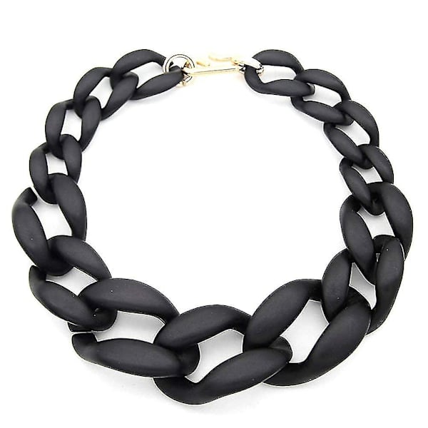 Håndlavet mode akryl vedhæng halskæde harpiks spænde kæde hip hop sweater dekoration chunky choker (sort)