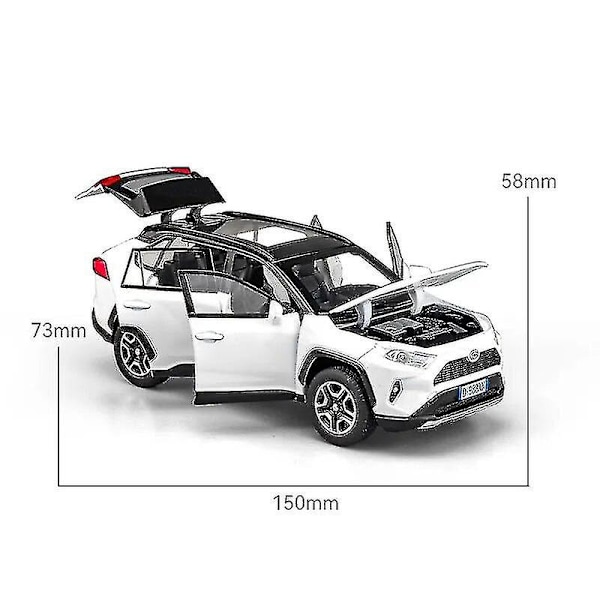 1:32 RAV4 SUV 2023 Alloy Die Cast Lekebilmodell Lyd og lys Trekk tilbake Barneleke Samleobjekter Bursdagsgave