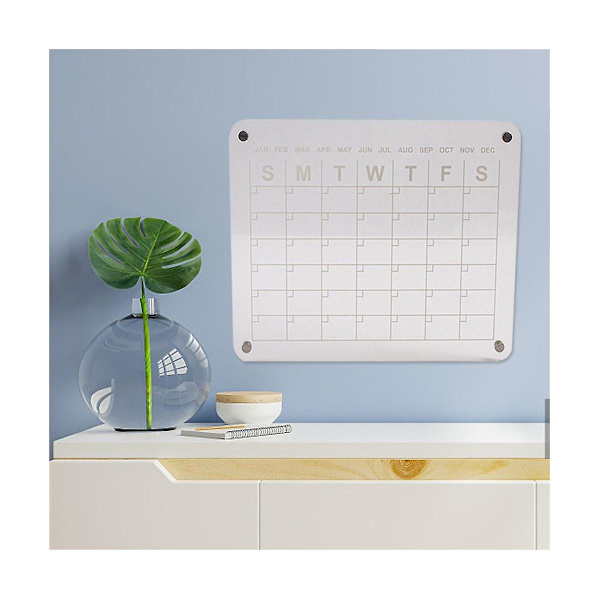 2 stk magnetisk tørr tørketavle for kjøleskap Akryl klar kalender for kjøleskap notatbrett Er（Transparent）