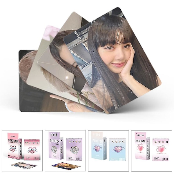 50 st/kartong Svartrosa fotokort Leksak Roliga Lomo-kort Kpop-vykort Seriekort Leksak Blink Present Lisa Jennie Rose Jisoo（2）