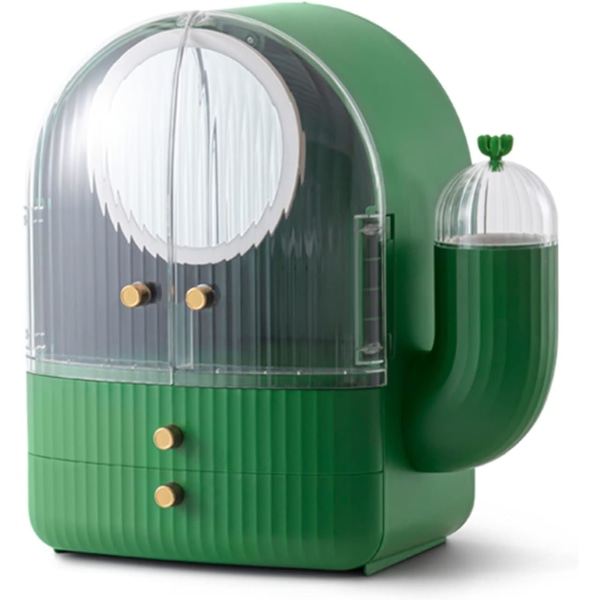 Bärbar kosmetisk förvaringslåda Kosmetisk låda typ Kosmetisk skönhetsförvaringslåda med 2 lådor (grön)