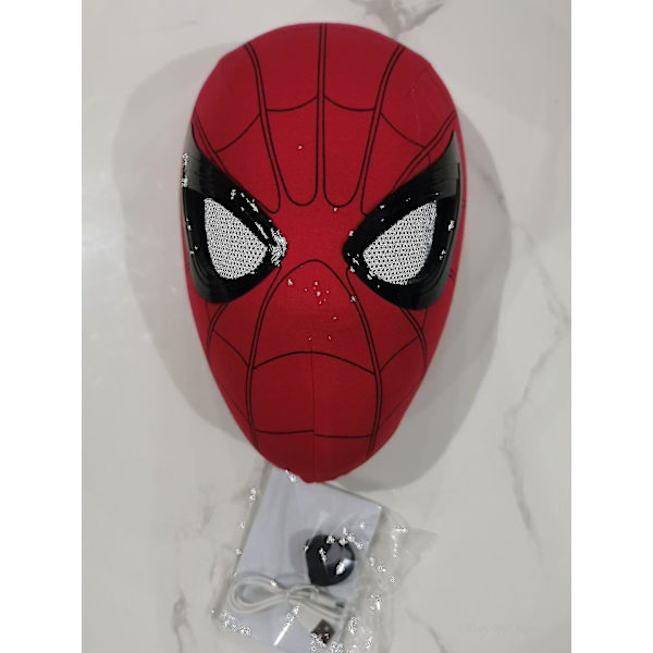 Mascara Spiderman Huvudbonader Cosplay Moving Eyes Elektronisk mask Spider Man 1:1 Fjärrkontroll Elastiska leksaker för vuxna Barn Present（Chin Control）