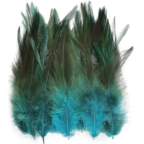 Sadel Hackle Rooster Feather For Crafts (Himmelblå)