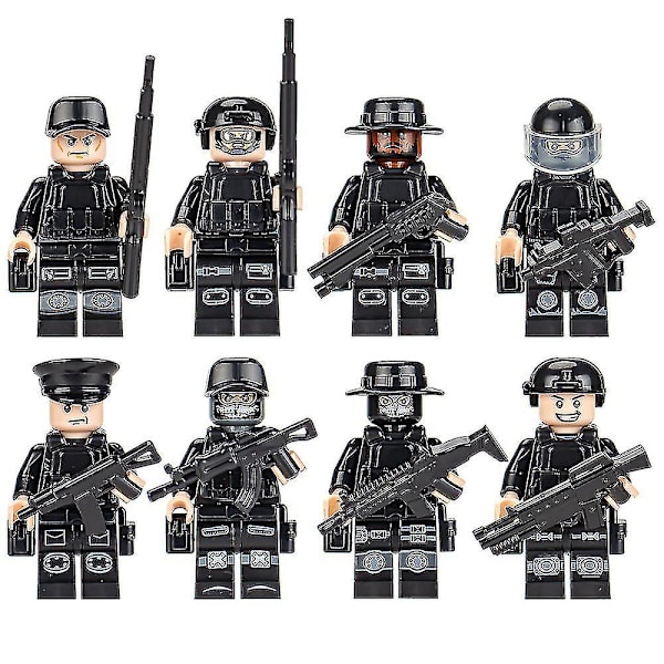 8-24 stk/sæt Minifigur Special Forces Soldat Samlede blokke Legetøj Byggeklodser Børnegave（8 stk SWAT）