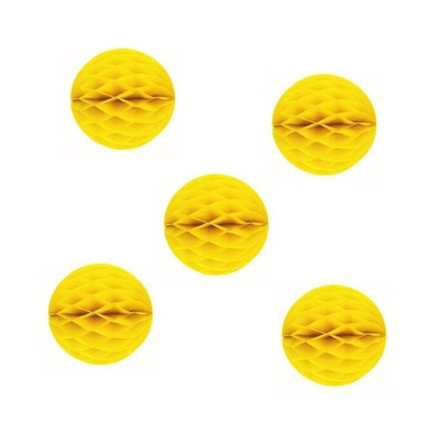 5 st 6 tum enfärgad silkespapper Pompom Ball Hängande bröllopsfestdekor (gul)