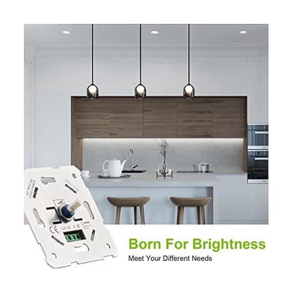 LED dimmerbryter, innfelt dimmer for dimmerbar LED og halogen, 5-300 W dimmerbryter LED, fasekontrolldimmer