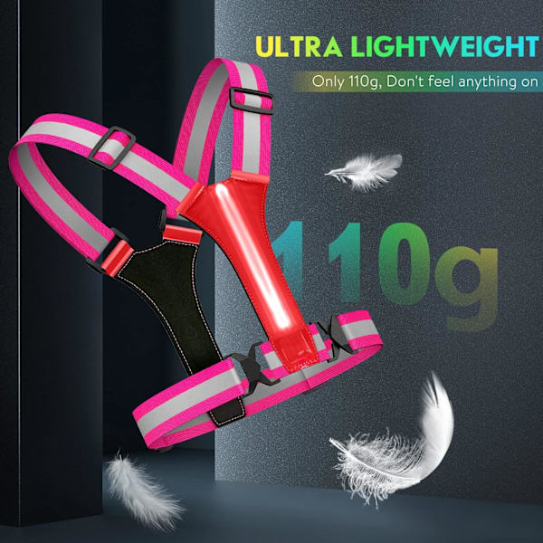 Led-upplyst löparväst reflexväst för promenader på natten, synlighetsväst för löpning på natten, uppladdningsbar justerbar löparbelysning