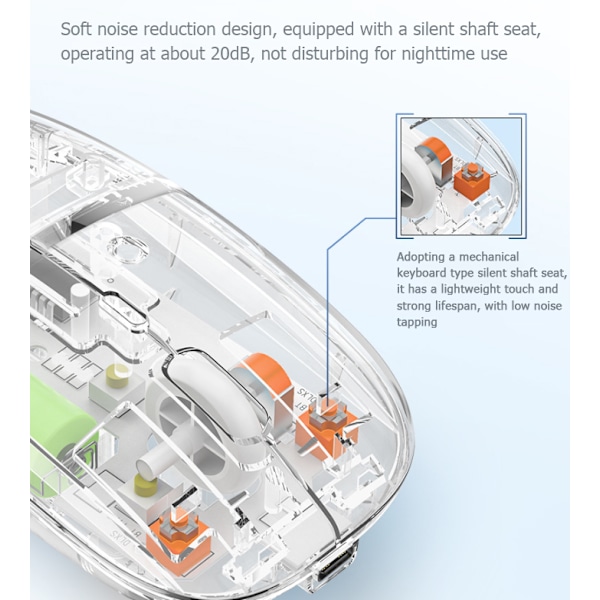 Transparent opladning trådløs lydløs bluetooth mus tablet notebook kontor hjem 2.4G trådløs gaming mus