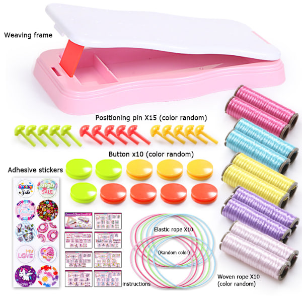 Hand String Weaving Kit: Färgglada snörarmband gör-det-själv-leksak vävmaterial