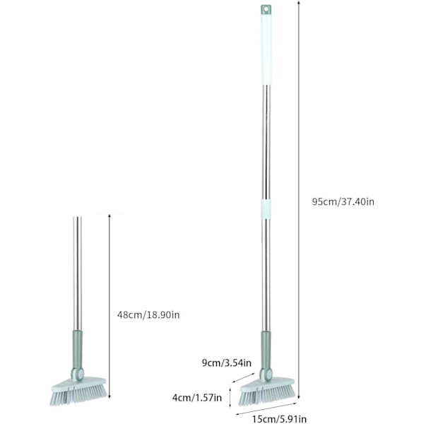 Trekantet gulvbørste, lang håndtert hard bustbørste, flisgulvbørste, baderom rengjøringsbørste
