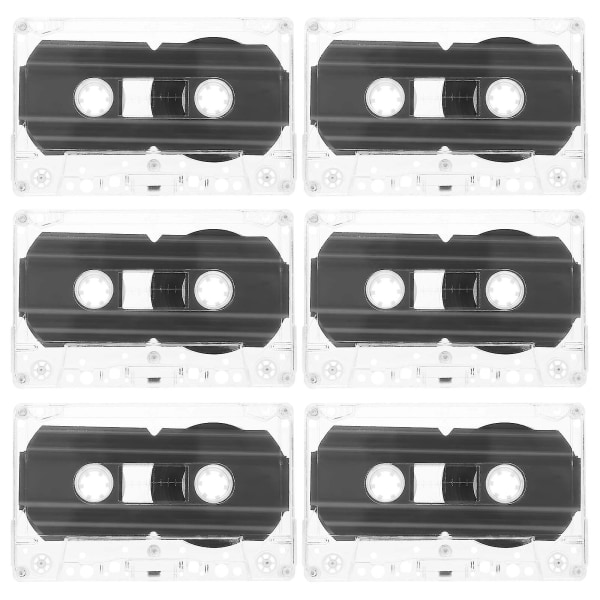 6 stk. tomme lydkassettebånd 60-minutters blanke kassettebånd Optagelige kassettebånd（10.00X6.40X0.80CM，Som vist）