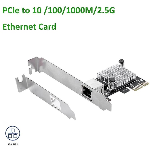 Pciex1 2,5g Gigabit nätverkskortadapter med 1 port 2500mbps Pcie 2,5gb Ethernet-kort Rj45 Lan Con（Svart）