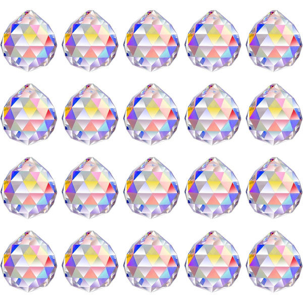 20 stk. krystalkugle 0,8\"/20mm prisme solskin fanger regnbue vedhæng maker, hængende krystaller prismer til vinduer, til Feng Shui, til gave