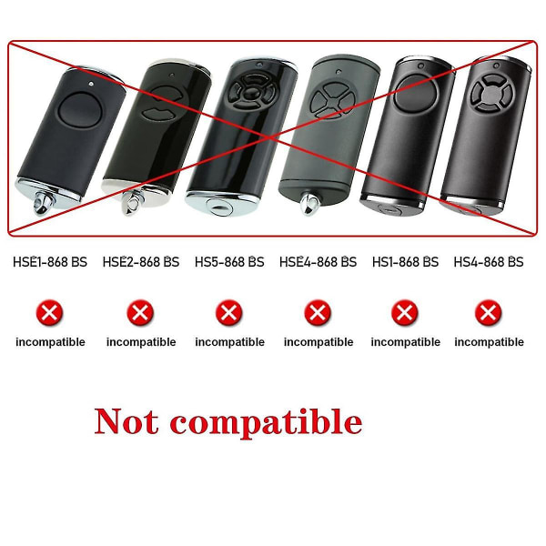 2-pakks garasjeportfjernkontrollsender for HSM4-868 HSE2-868 HS4-868 HSM2-868 868MHz portåpner Fob（grå）