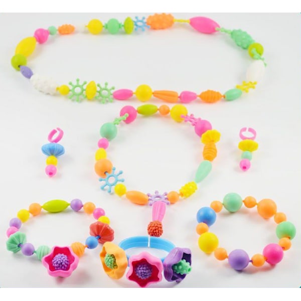 Barnens DIY Pärlsträngning Pedagogisk Leksak, Pop Pärlhalsband Armband utan Rep, Flickväv Pärlor Material Kit
