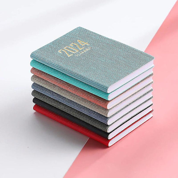 2024 2024 A7 Mini Pocket Notebook 365 Days Notepad Dagbok Anteckningsbok Dag Vecka Månad Planerare Kontor Skola Brevpapper[HSfF]（A7，Svart）