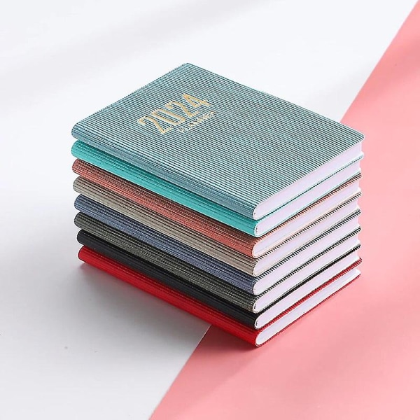 2024 2024 A7 Mini Pocket Notebook 365 Days Notepad Dagbok Notatbok Dag Uke Måned Planlegger Kontor Skole Skrivesaker[HSfF]（A7，Sort）
