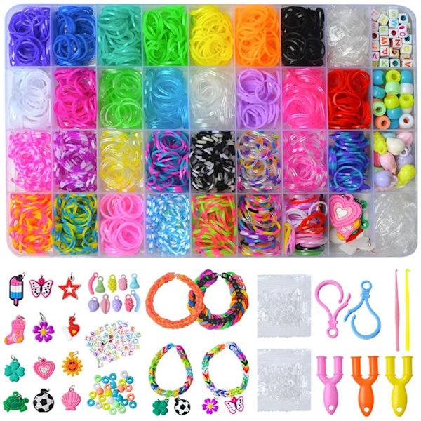 DIY pedagogisk barns leksak regnbåge gummiband vävstol 36 rutnät handgjord färgglad gummiband vävning armband set