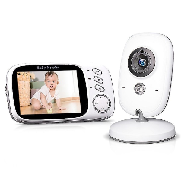 Babymonitor med kamera og nattsyn, babymonitor video trådløs 3,2'' LCD-skjerm med Vox-modus, toveis snakk