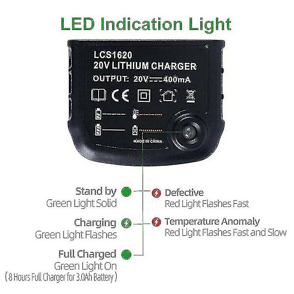 10.8v 14.4v 20v Black&decker Li-ion -akkulaturin vaihtoehtoinen sähköporakoneen ruuvimeisselin virtalähde Akku Eu-pistoke Lbx20