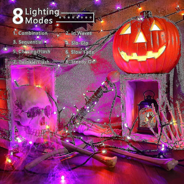 Halloween Dekoration Fairy Lights Orange + Lila. 20m 200 Led Outdoor Christmas