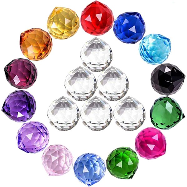 20 Pack Crystal Ball 0.8"/20mm Prism Sun Shine Catcher Rainbow Pendants Maker, Hanging Crystals Prisms for Windows, for Feng Shui, for Gift