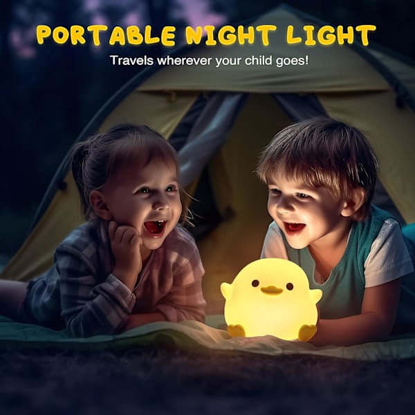 LED sød bønneand natlys, DoDo and natlys i silikone til børneværelset, genopladelig bordlampe, sengebordslampe med berøringssensor til soveværelser, stue