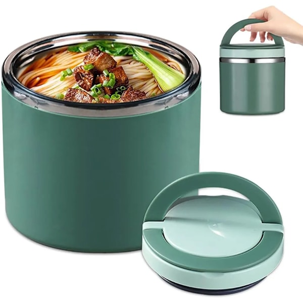 600 ml termosbehållare för mat, termoslunchlåda i rostfritt stål, värmebehållare, matbehållare, med handtag, termosflaskor