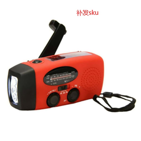 Solardriven handvevsdynamoradio med LED-ficklampa, 2000MAH Ni MH-batteri