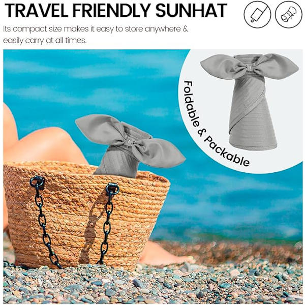 Hattar för kvinnor UPF 50+ UV-solskydd konvertibel strandvisirhatt