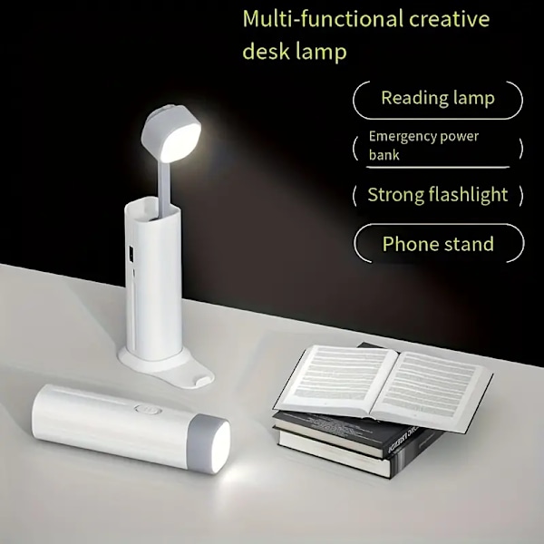 Øyebeskyttende bordlampe, liten bordlampe for studier og lesing for studenter, sammenleggbar nattlys for soverom