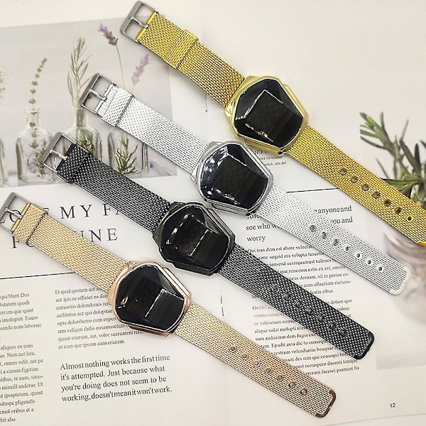 Herrarmbandsur Trendig Geometrisk Urtavla Led Elektronisk Watch Pekskärm-3（Silver）