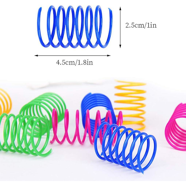 20 st kattfjäderleksaker, spiralfjäder av plast, nya husdjursleksaker, färgglada kreativa spiralfjädrar av plast för kattbitning, jakt, lek