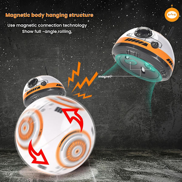 2.4g Fjärrkontroll Robot Intelligent Star Wars Uppgradera Rc Bb8 Robot Med Musik Ljud Actionfigur Present Leksaker Boll Bb-8 För Barn