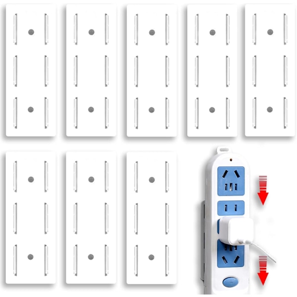Pakke selvklæbende punch-fri stikkontakt holder, selvklæbende skrivebordsstikkontakt fixer, vægmonteret stikkontakt fixer, stikkontakt holder
