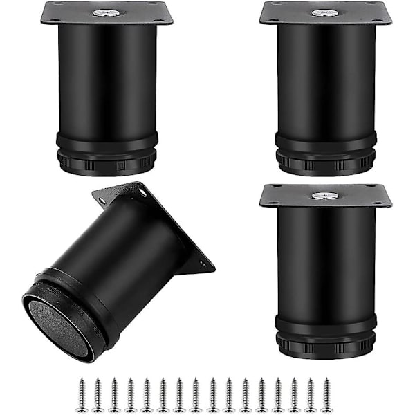 4 delar justerbara möbelben, soffben i rostfritt stål, bordsfötter, justerbar höjd 0-10 mm, 50*60 mm svart