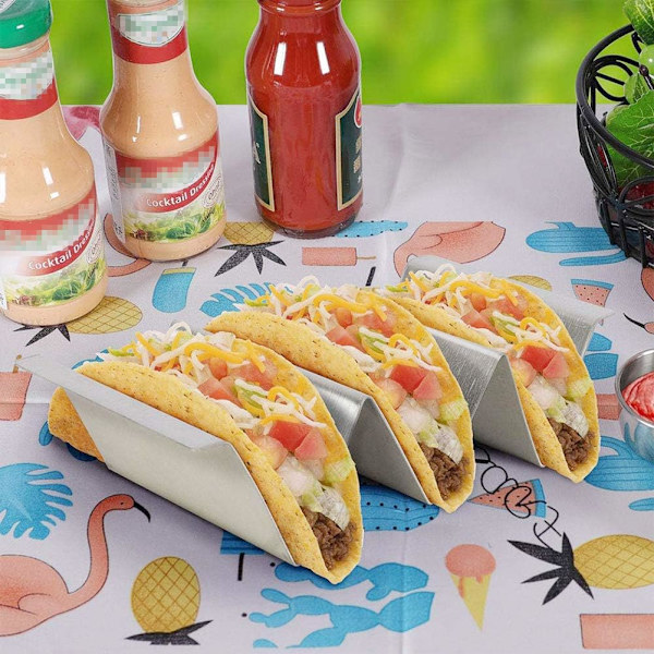 Tacoholder 2-pak rustfrit stål tacoholder rustfrit stål tacoholder 2-3 holdere med hård skal