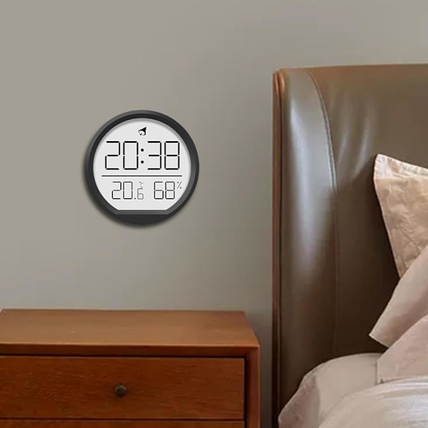 Digital väggklocka, sängklocka, 2,9 tum, med temperatur och luftfuktighet