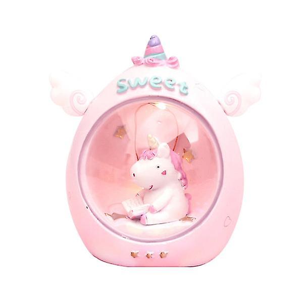 Unicorn Girl Rumslampa Dekoration Liten skrivbordslampa Sovrumsnattlampa för barn baby (liten storlek, rosa, enhörning nattlampa)