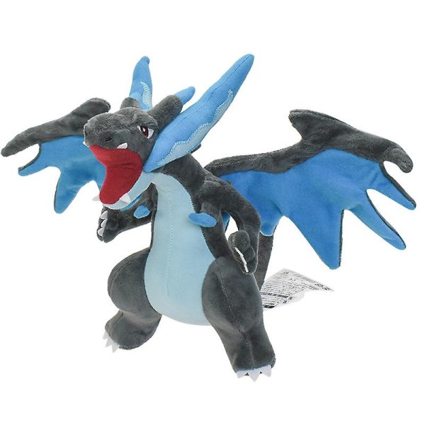 Elf Plush MegaXY Version Charizard Mega Charizard Evolution Version Rayquaza Sky Dragon Toy[HSF]（21-25cm，Xversion blå）